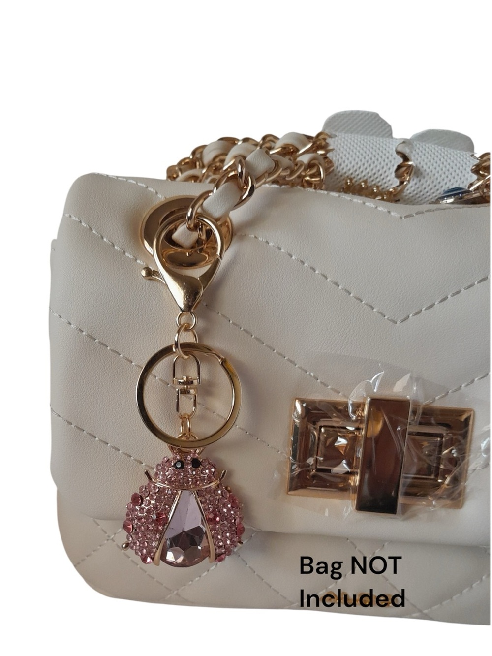 Ladybug Bag Charm Rhinestone Crystal Keychain 1PC - Picture 7 of 7